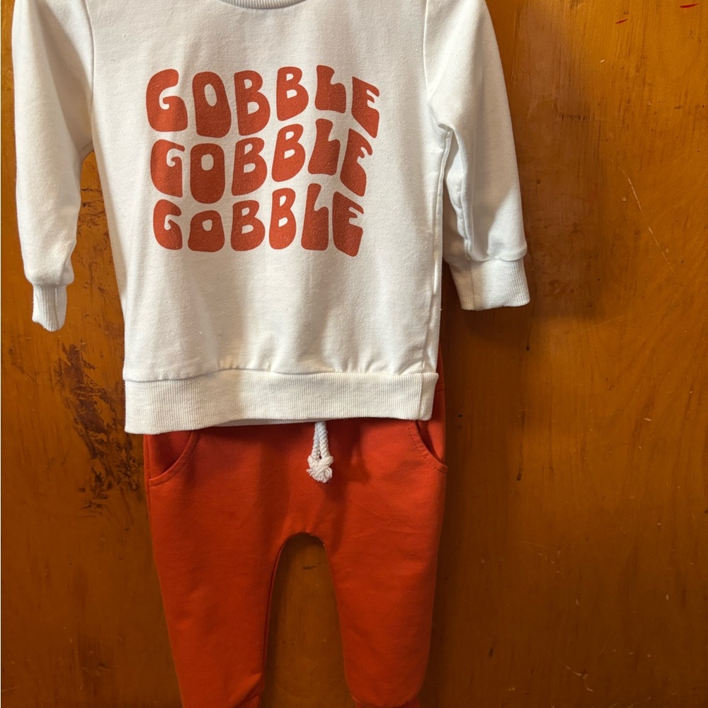 White and Orange 'Gobble' Baby Outfit